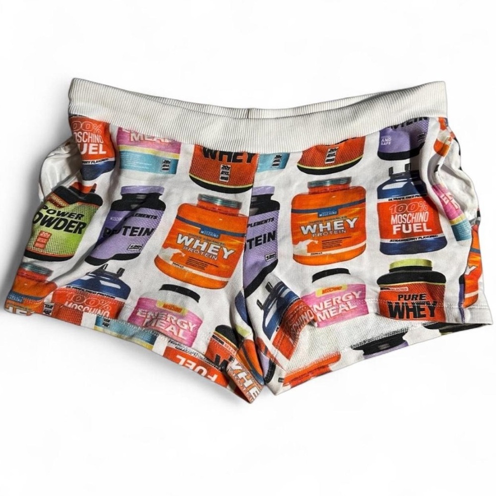 Rare Moschino UnderWear Whey Protein Graphic Multicolor Graphic Shorts